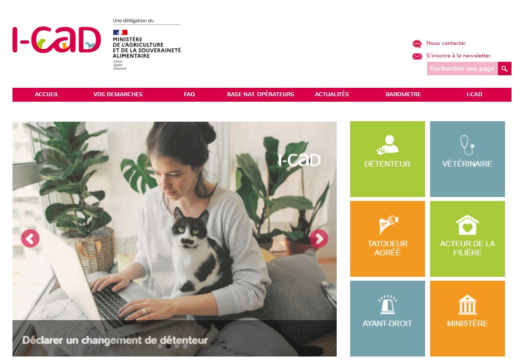 Page d'accueil du site officiel de l'ICAD